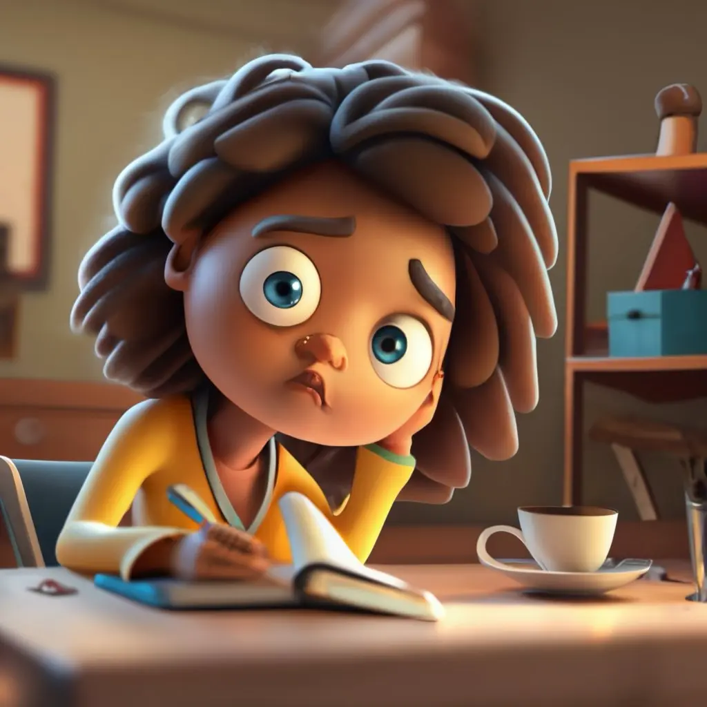 A teenager studying
